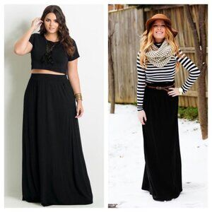 Lane Bryant Plus Size Basic Solid Black Maxi Skirt